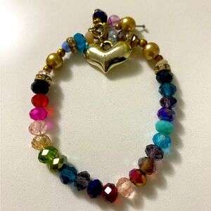 Handmade bracelet Colorful Golden color Stretchy fit
